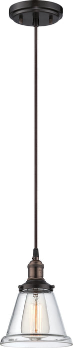 1-Light Vintage Pendant in Rustic Bronze