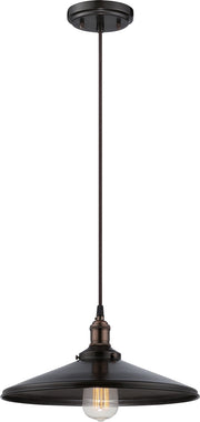 Vintage 14" Metal Cone Pendant in Rustic Bronze
