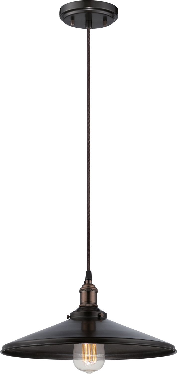 Vintage 14" Metal Cone Pendant in Rustic Bronze