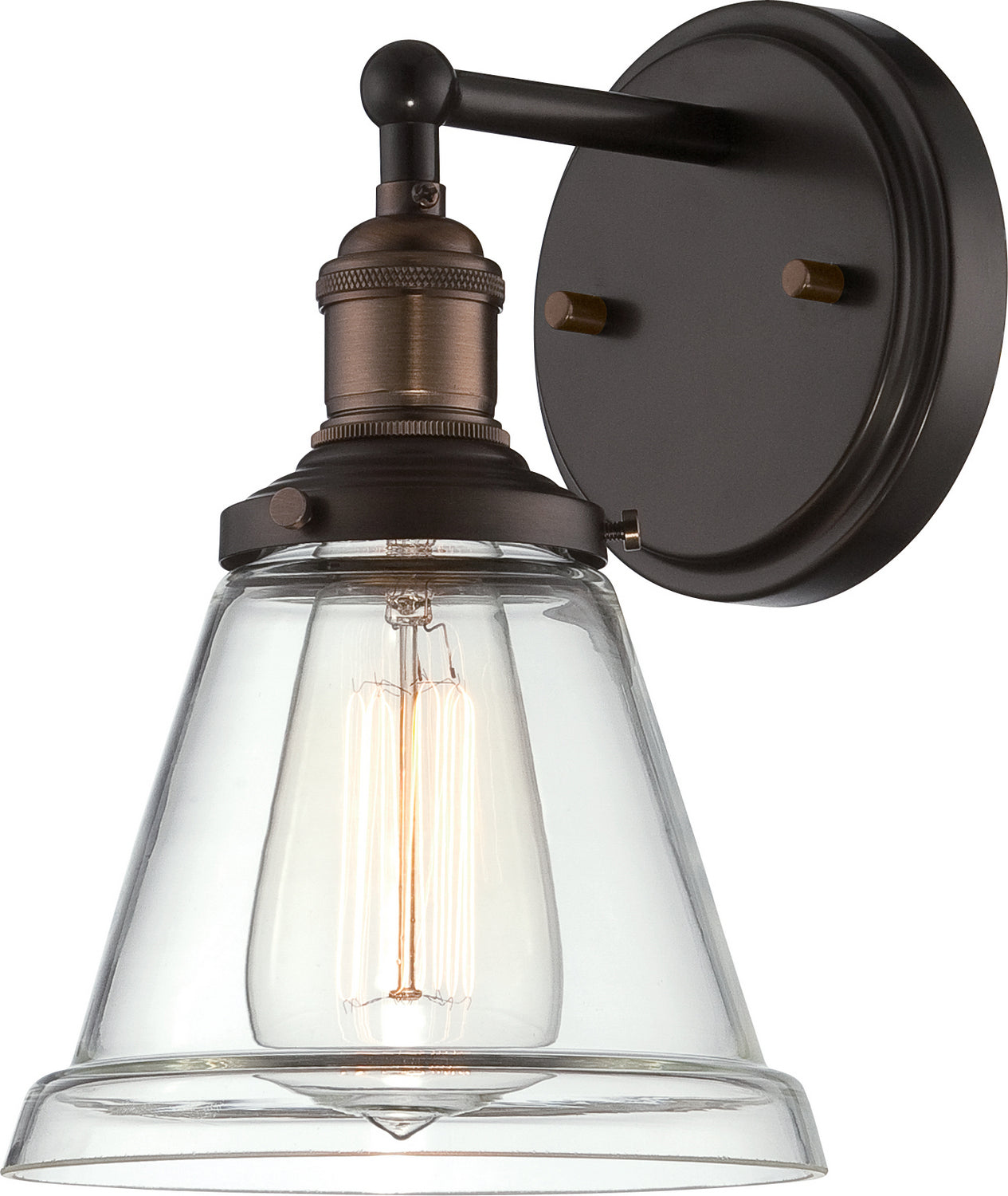 1-Light Vintage Wall Sconce in Rustic Bronze