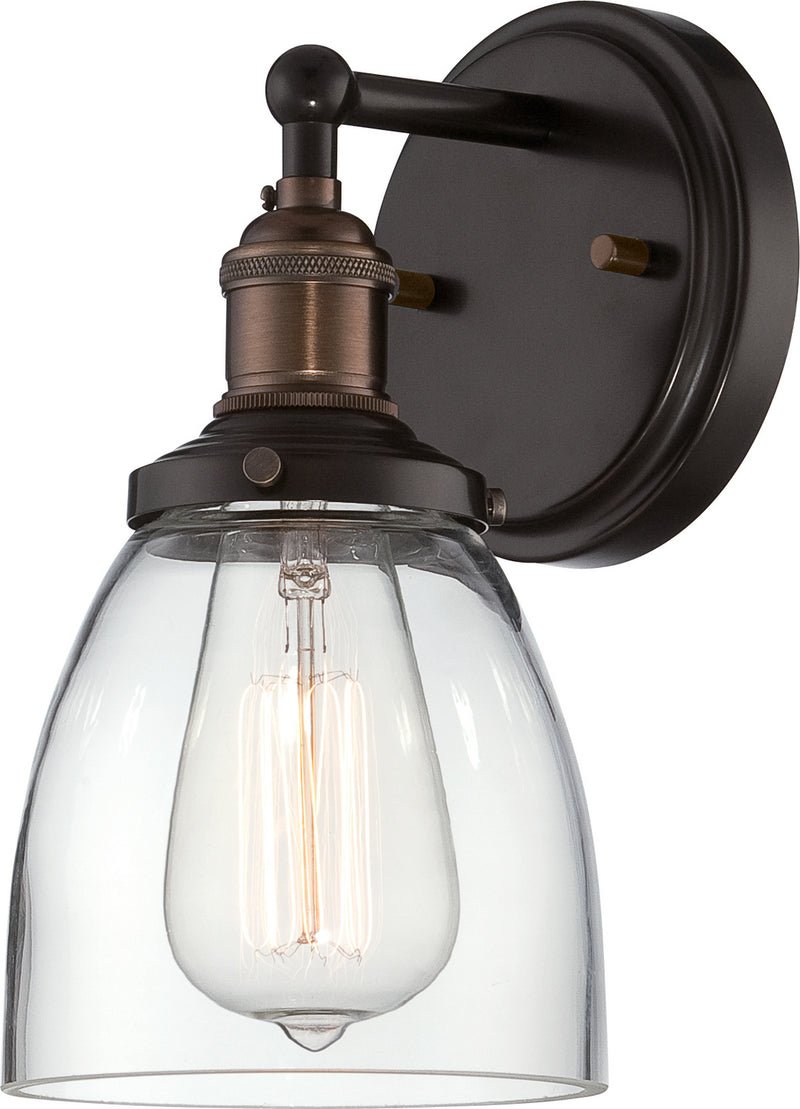 1-Light Vintage Wall Sconce in Rustic Bronze