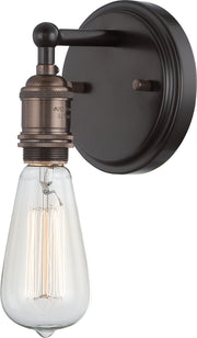 Vintage 4.88" Clear Glass Wall Sconce in Rustic Bronze