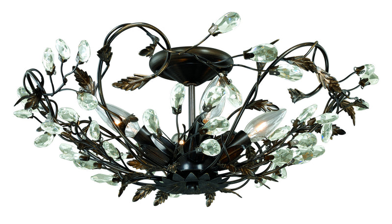 Jardin 17-3/4" Semi-Flush Mount in Architectural Bronze with Gold Accents