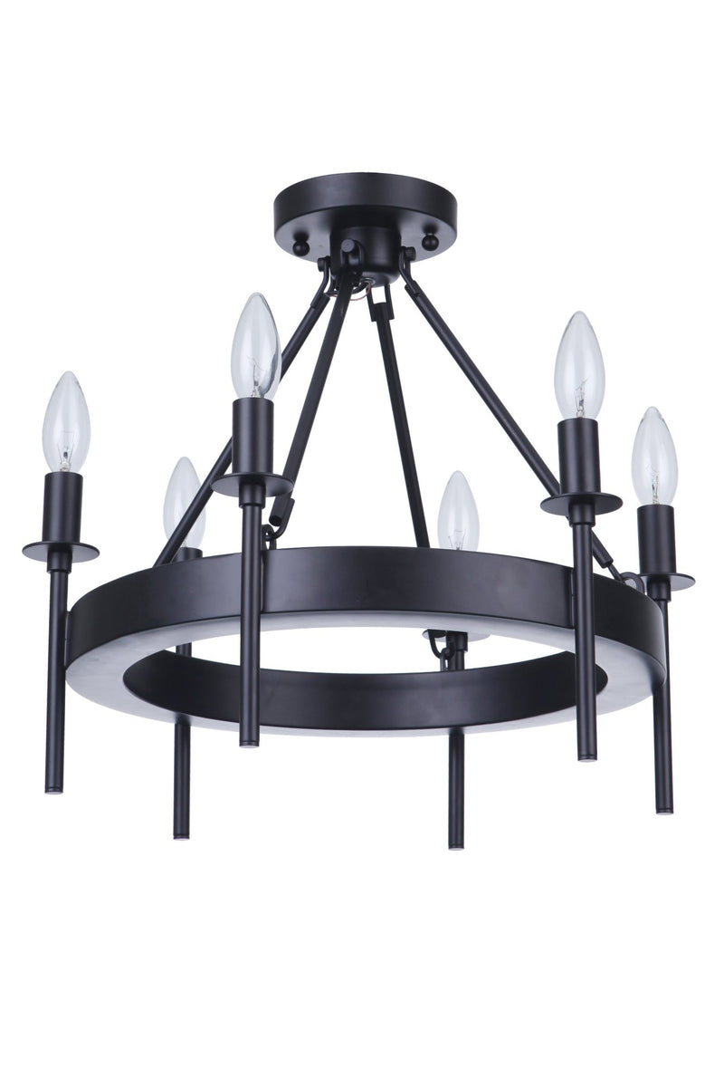 Larrson 6 Light 17.75" Semi Flush in Flat Black