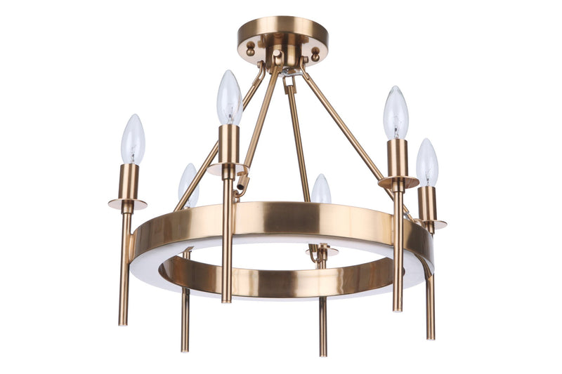 Larrson 6 Light 17.75" Semi Flush in Satin Brass