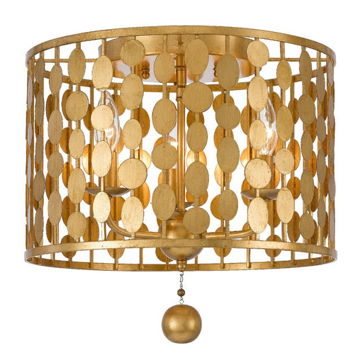 Layla 3 Light 15" Flush Mount in Antique Gold