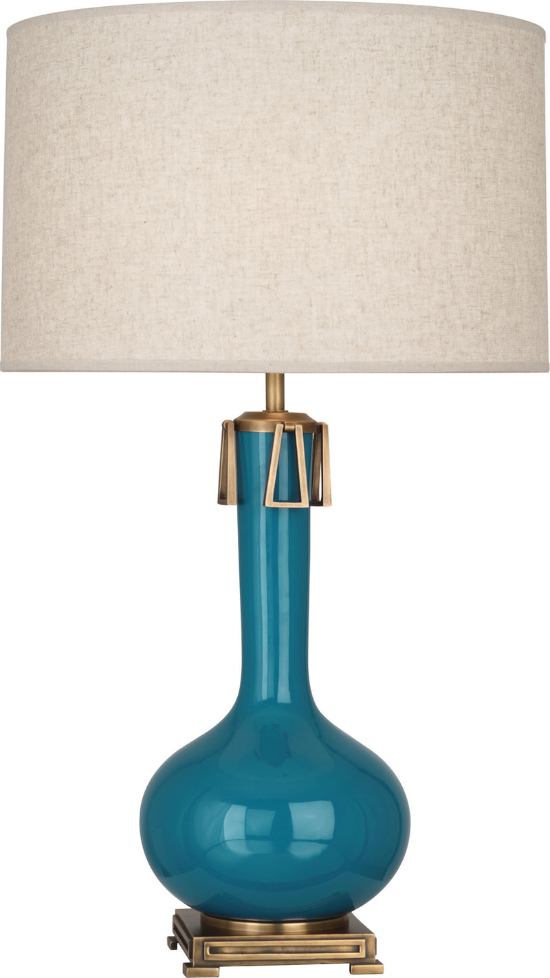 Athena Table Lamp with Open Weave Heather Linen Shade - Lamps Expo