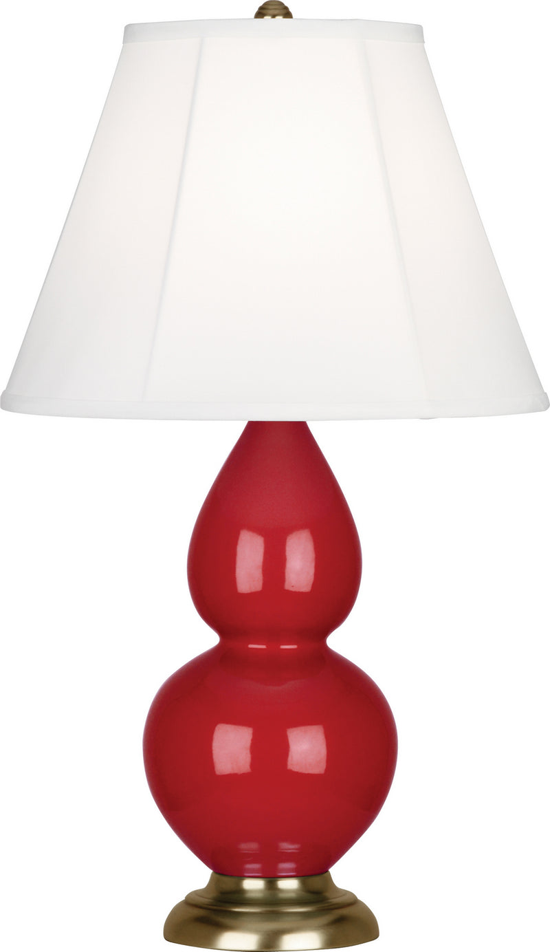 Small Double Gourd Accent Lamp with Ivory Stretched Fabric Shade - Lamps Expo
