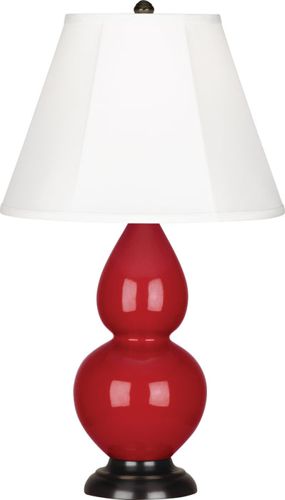 Small Double Gourd Accent Lamp with Ivory Stretched Fabric Shade - Lamps Expo