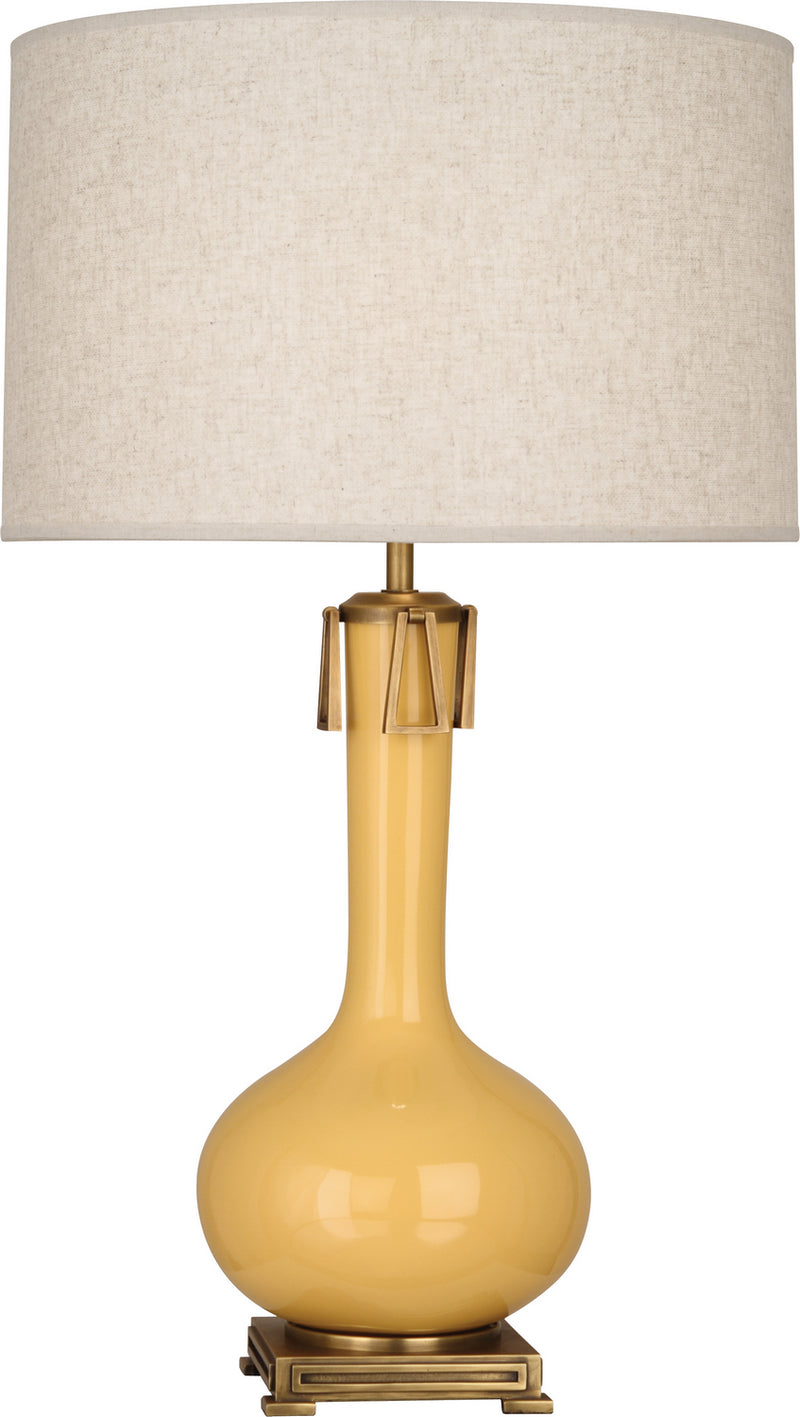 Athena Table Lamp with Open Weave Heather Linen Shade - Lamps Expo