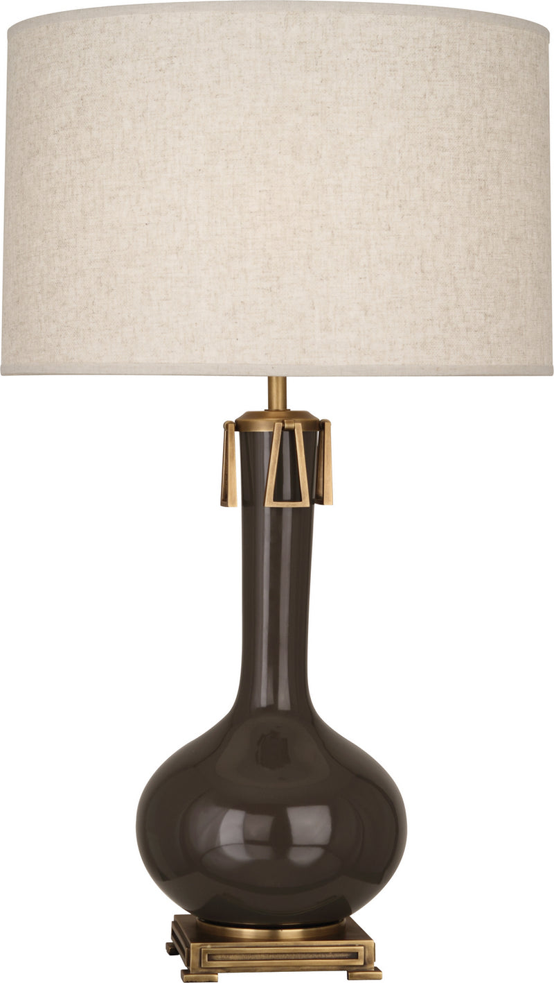Athena Table Lamp with Open Weave Heather Linen Shade - Lamps Expo