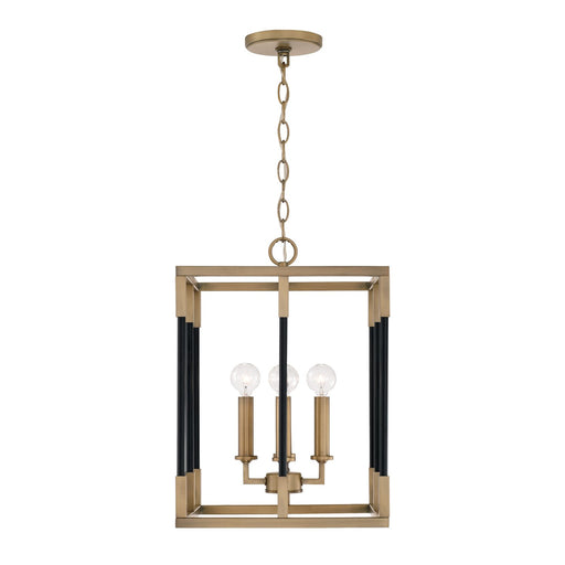 Bleeker 4-Light Small Chandelier in Aged Brass and Black