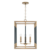 Bleeker 4-Light Large Chandelier in Aged Brass and Black