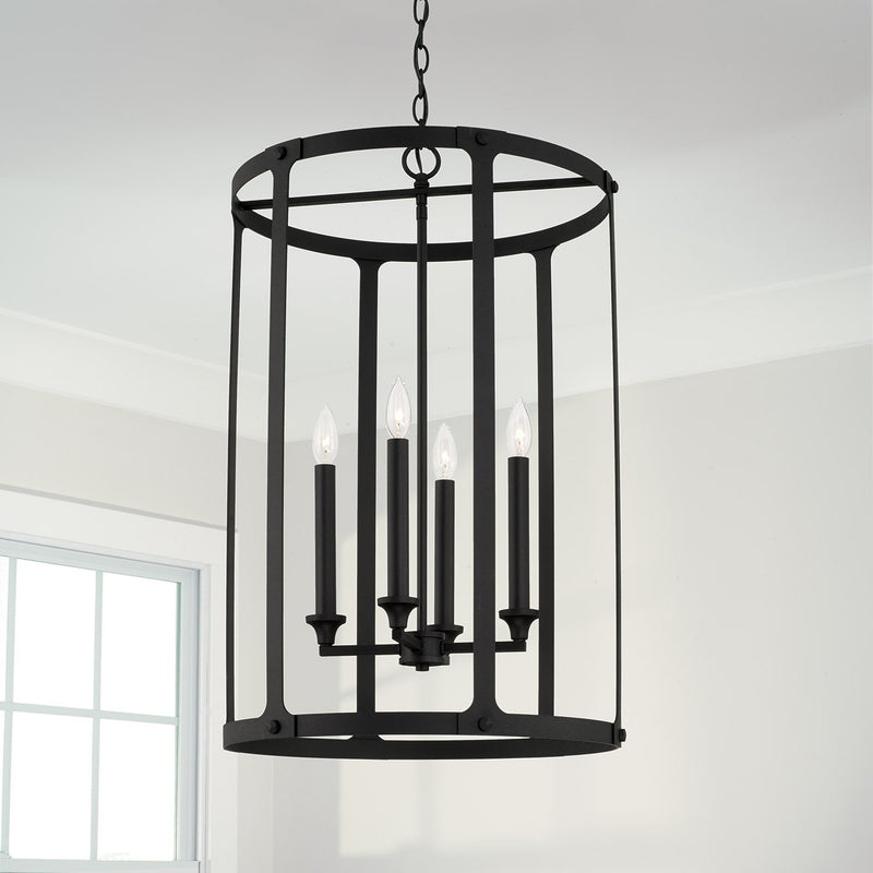 Brennen 4-Light Chandelier in Black Iron