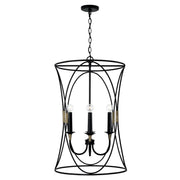 Amara 4-Light Chandelier in Matte Black with Brass