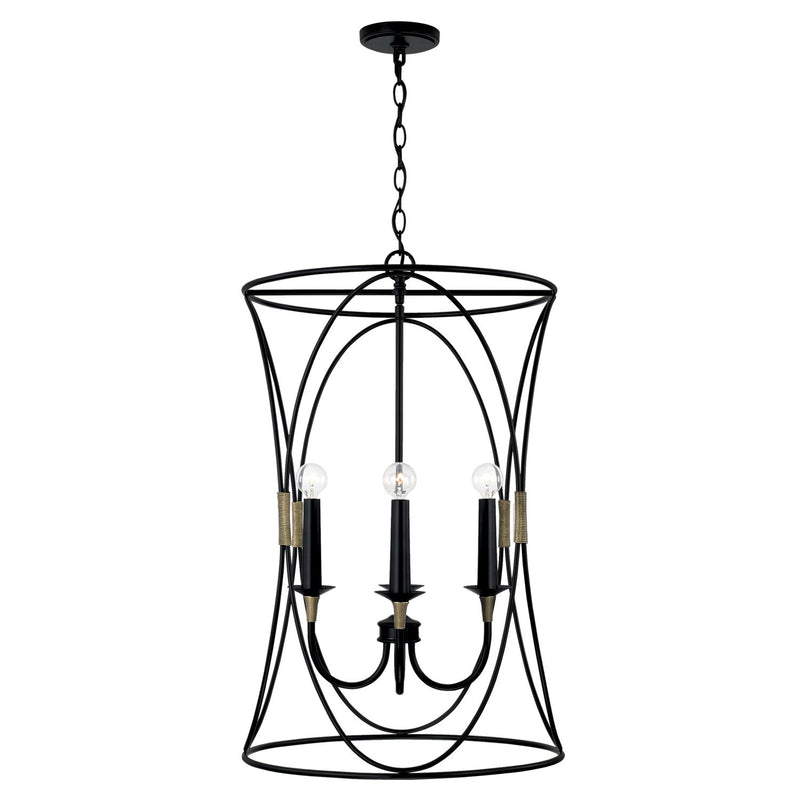 Amara 4-Light Chandelier in Matte Black with Brass