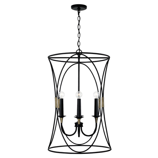 Amara 4-Light Chandelier in Matte Black with Brass