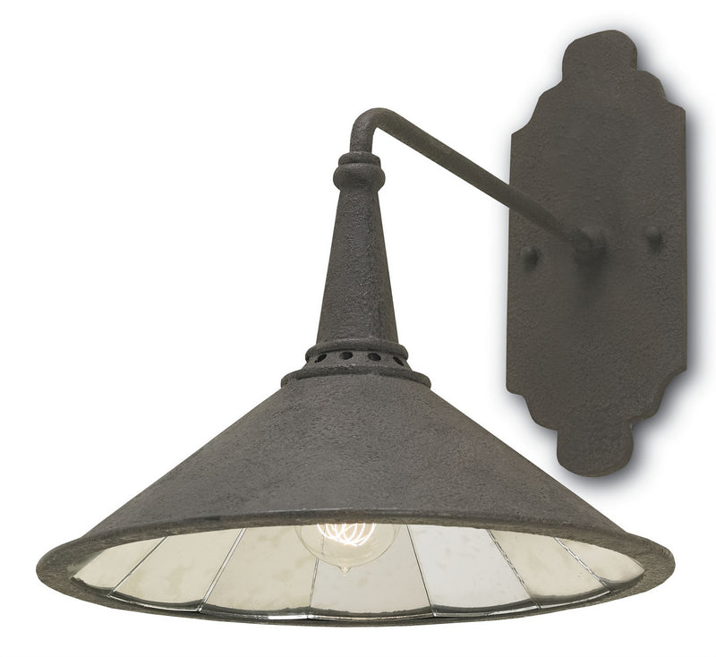 Manuscript 1 Light Wall Sconce in Mole Black & Antique Mirror