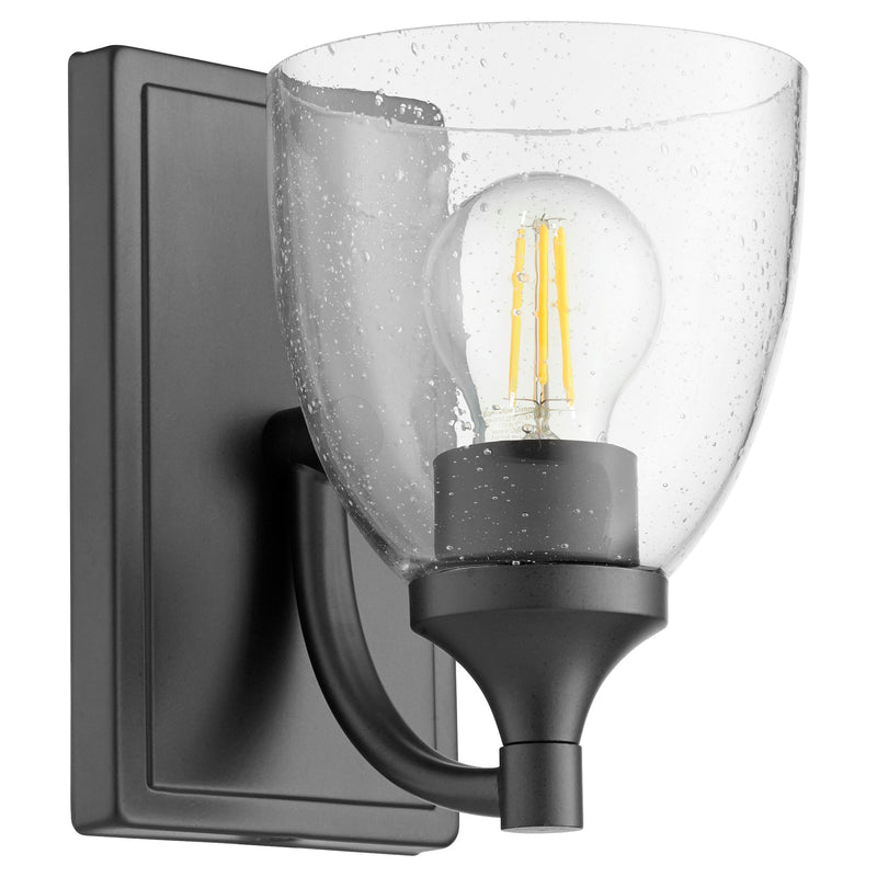 Enclave 1 Light Clear Seeded Wall Sconce in Matte Black