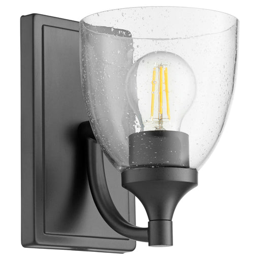 Enclave 1 Light Clear Seeded Wall Sconce in Matte Black