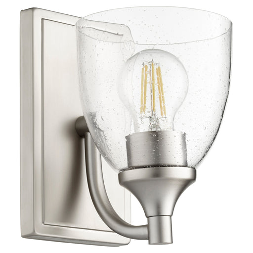 Enclave 1 Light Clear Seeded Wall Sconce in Satin Nickel
