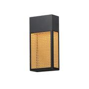 Lattice 16" Rattan LED Outdoor Wall Sconce in Black