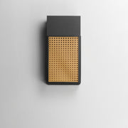 Lattice 16" Rattan LED Outdoor Wall Sconce in Black