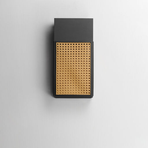 Lattice 16" Rattan LED Outdoor Wall Sconce in Black