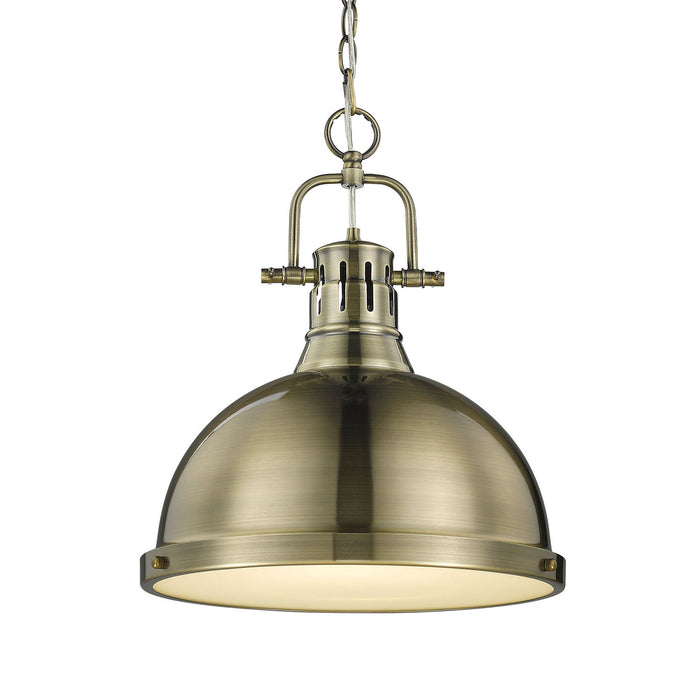 Duncan 1-Light Pendant with Chain in Aged Brass with Aged Brass Shade