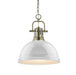 Duncan 1-Light Pendant with Chain in Aged Brass with White Shade