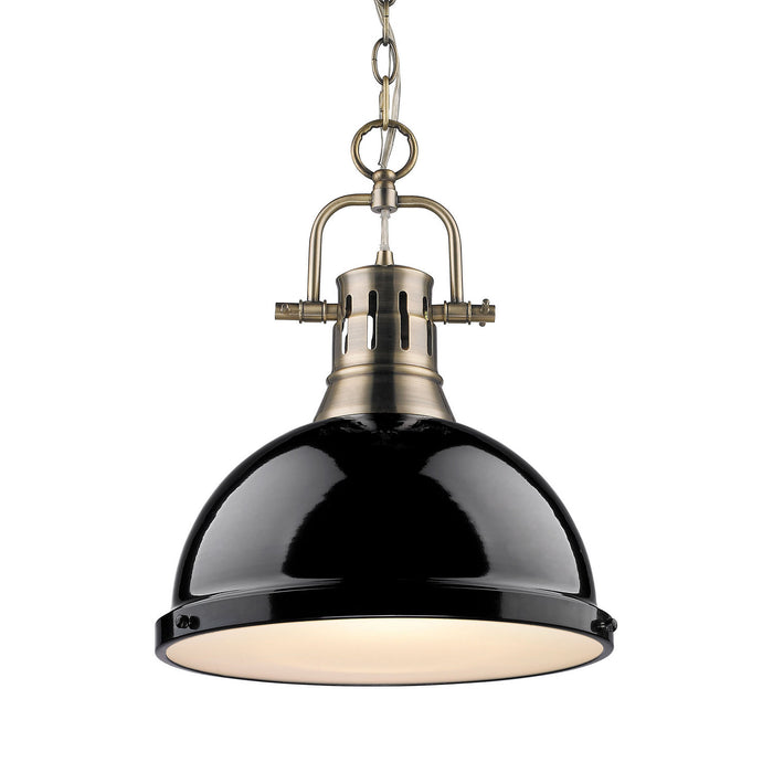 Duncan 1-Light Pendant with Chain in Aged Brass