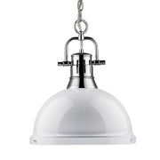 Duncan 1-Light Pendant with Chain in Chrome with White Shade