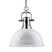 Duncan 1-Light Pendant with Chain in Chrome with White Shade
