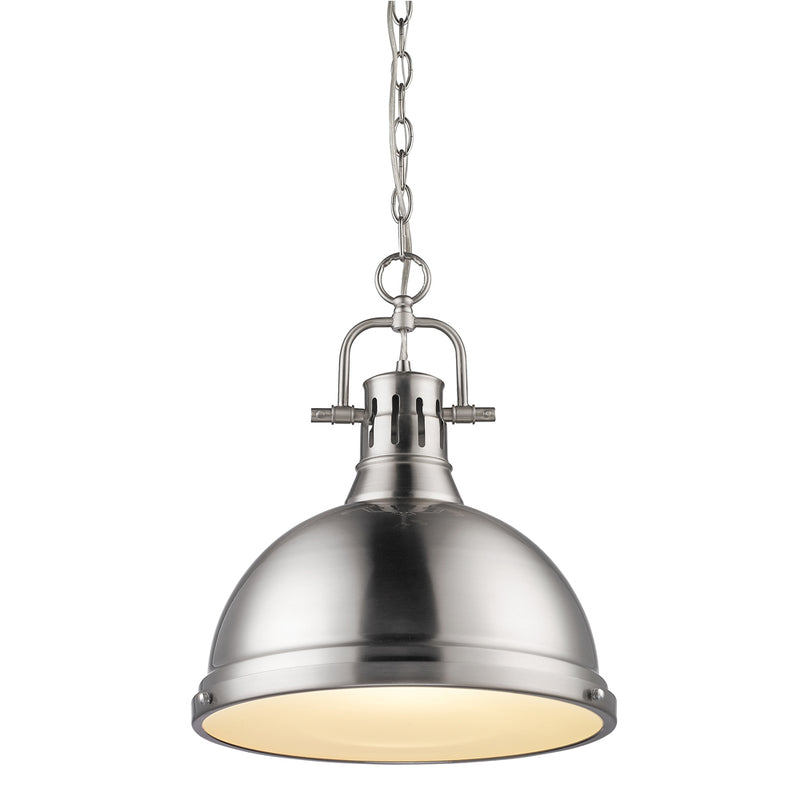 Duncan 1-Light Pendant with Chain in Pewter with Pewter Shade