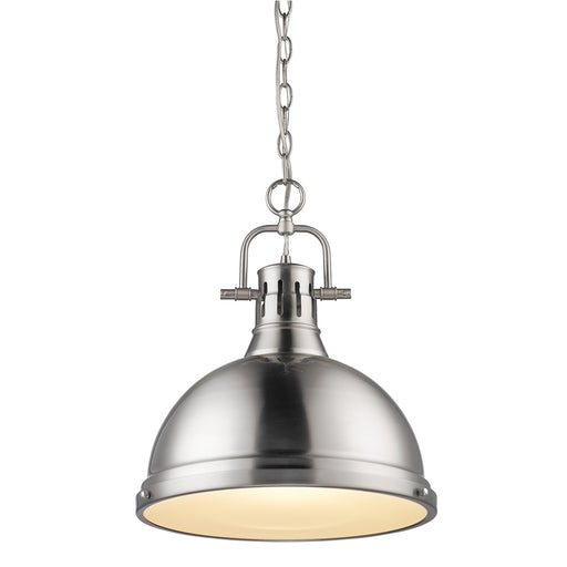 Duncan 1-Light Pendant with Chain in Pewter with Pewter Shade