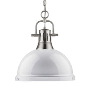 Duncan 1-Light Pendant with Chain in Pewter with White Shade
