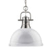 Duncan 1-Light Pendant with Chain in Pewter with White Shade