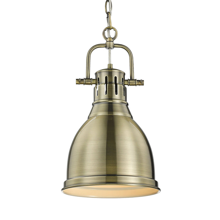 Duncan Small Pendant with Chain in Aged Brass