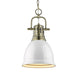 Duncan Small Pendant with Chain in Aged Brass with White Shade