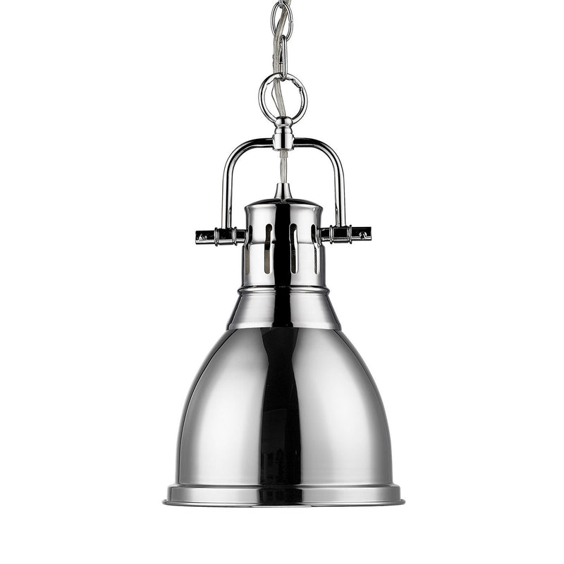 Duncan Small Pendant with Chain in Chrome with Chrome Shade