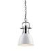 Duncan Small Pendant with Chain in Chrome with White Shade