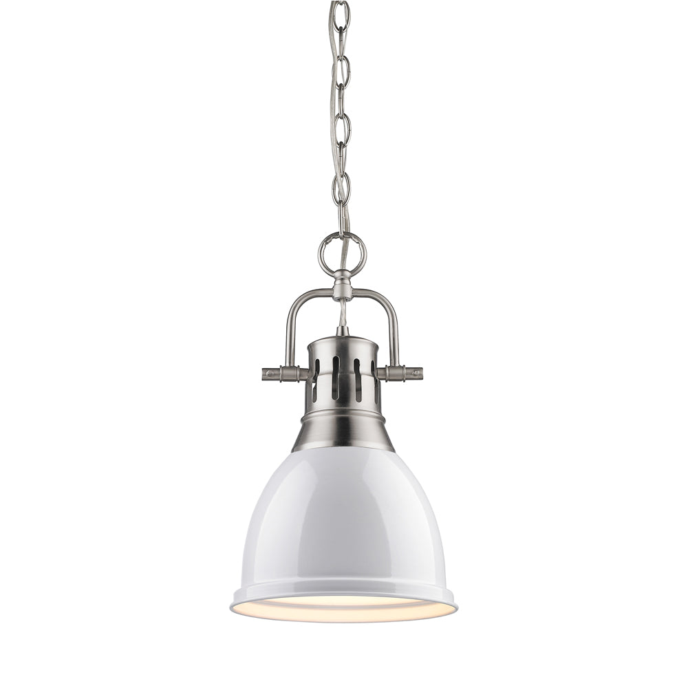 Duncan Small Pendant with Chain in Pewter with White Shade