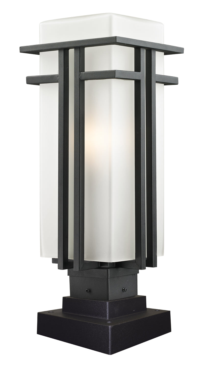 Abbey 1 Light 7.75" Outdoor Post Mount Fixture in Black, Square Pier Mount
