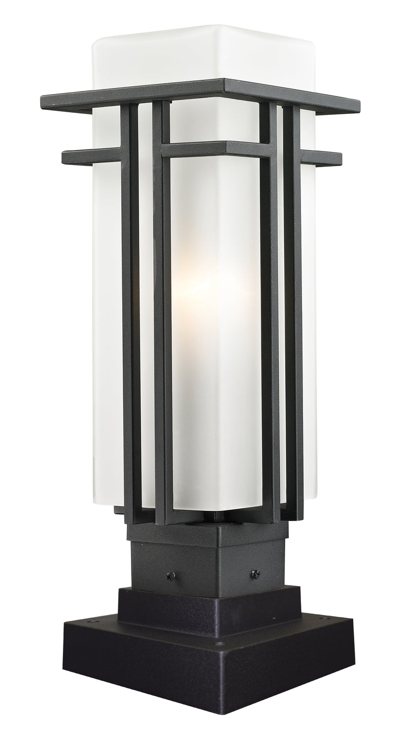 Abbey 1 Light 6.63" Outdoor Post Mount Fixture in Black, Square Pier Mount