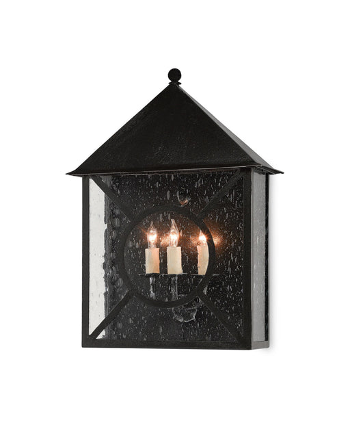 Ripley 3-Light Large Outdoor Wall Sconce in Midnight / Clear Seeded