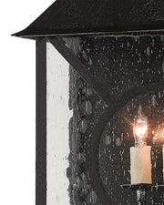 Ripley 3-Light Large Outdoor Wall Sconce in Midnight / Clear Seeded