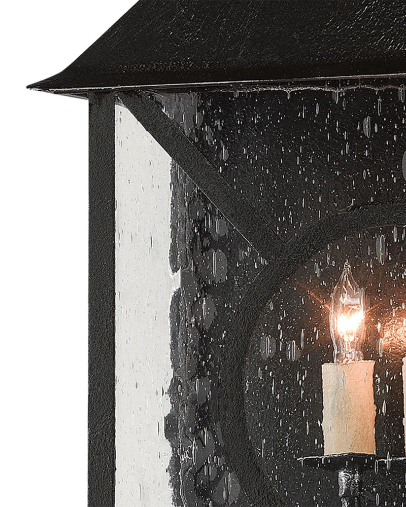 Ripley 3-Light Large Outdoor Wall Sconce in Midnight / Clear Seeded