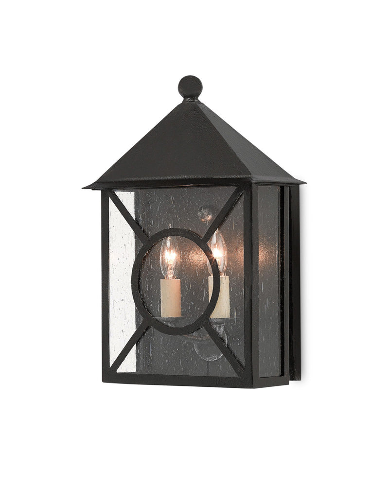 Ripley 2-Light Medium Outdoor Wall Sconce in Midnight / Clear Seeded