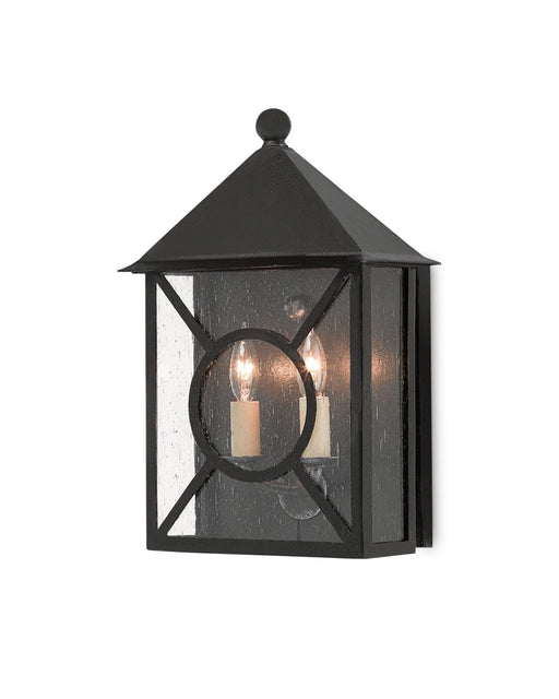 Ripley 2-Light Medium Outdoor Wall Sconce in Midnight / Clear Seeded