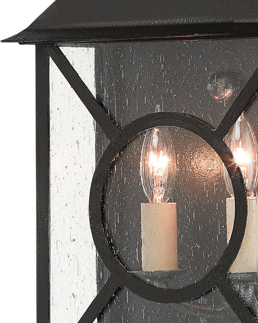 Ripley 2-Light Medium Outdoor Wall Sconce in Midnight / Clear Seeded